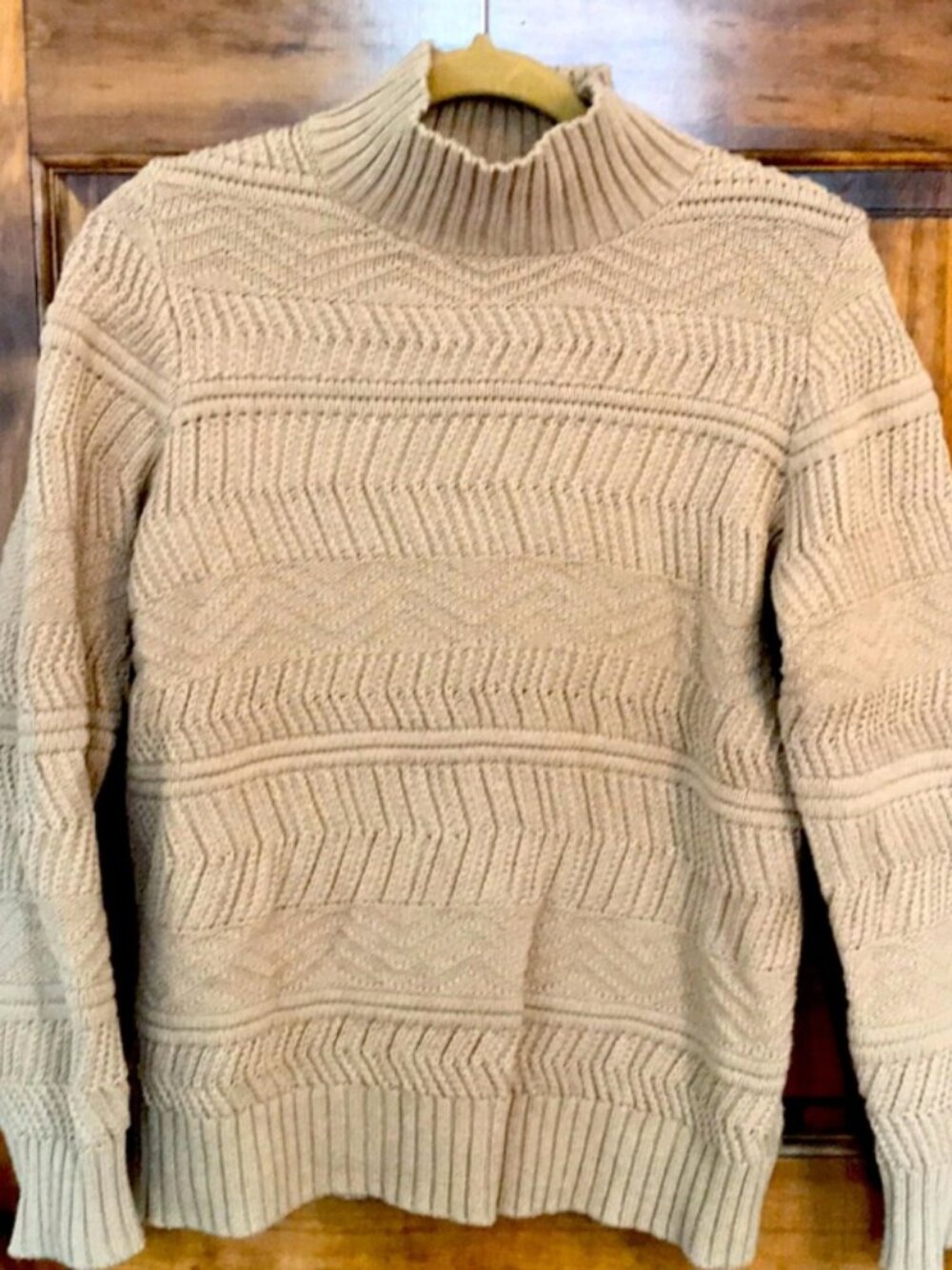 Women's Pendleton Camel Cotton Cashmere Chunky Knit Turtleneck Sweater | Size M
